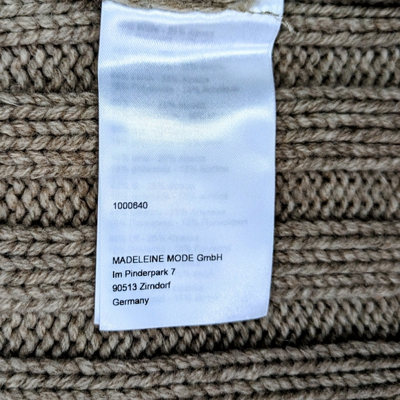 MADELEINE MODE COUTURE PUFF SLEEVE CHIC TEDDY LOOK CHUNKY 2 TONE TAN CARDIGAN - Picture 10 of 16